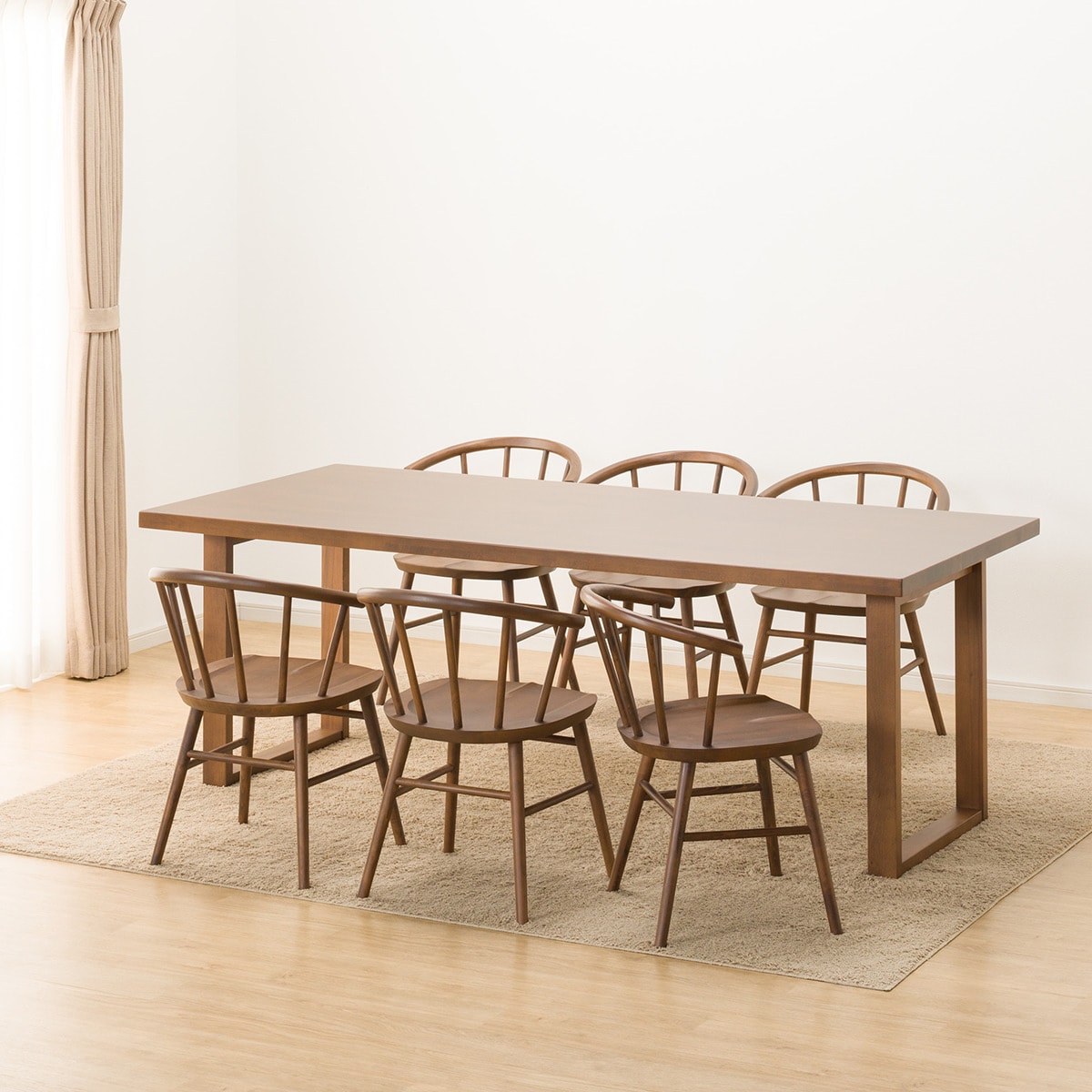 ダイニングテーブル7点セット (NコレクションT-06U 200 MBR/C-53 MBR)  【配送員設置商品】 【5年保証】