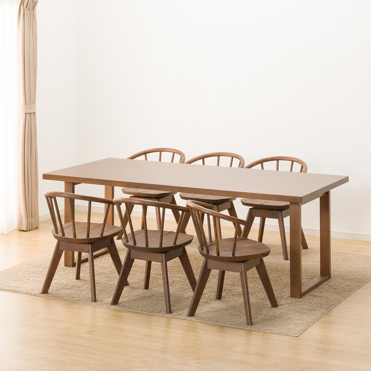 ダイニングテーブル7点セット (NコレクションT-06U 200 MBR/C-53S MBR)  【配送員設置商品】 【5年保証】