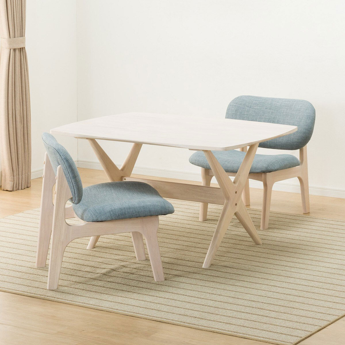 [幅120cm] リビングダイニングテーブルセット (LDテーブルリラックスワイド120WW/1PチェアWW/GY)  【配送員設置商品】 【5年保証】