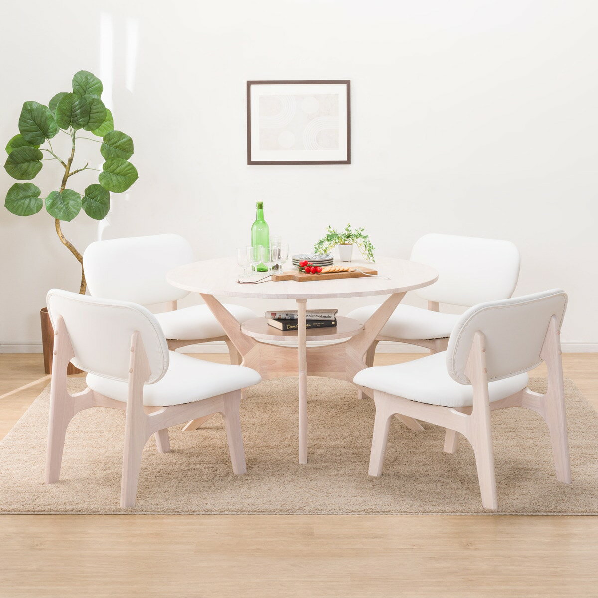 リビングダイニングテーブル5点セット (LDTリラックスワイド110円形WW/1Pチェア NS WW IV)  【配送員設置商品】 【5年保証】