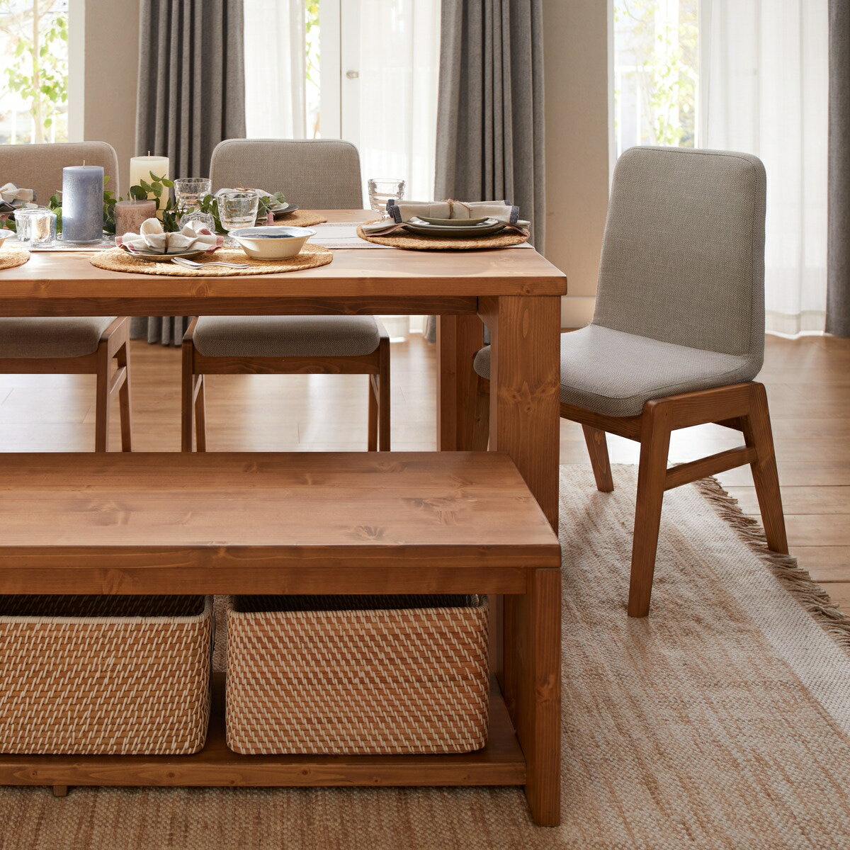 ダイニングテーブルセット ANM001DT LBR (Living in Comfort)  【配送員設置商品】 【5年保証】