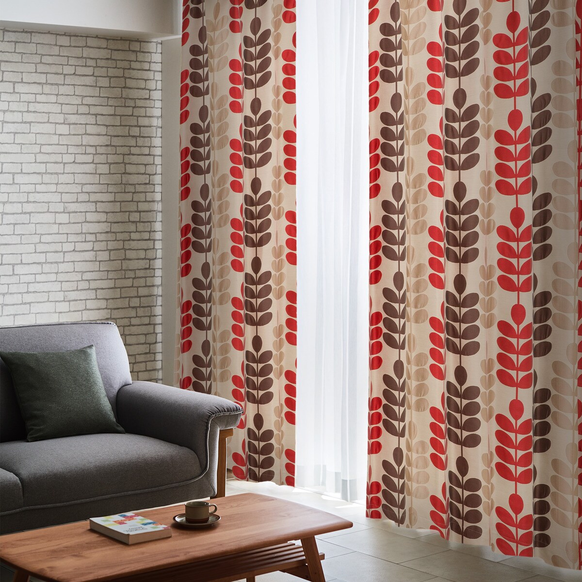 裏地付き遮光1級・遮熱カーテン(PK042 レッド)