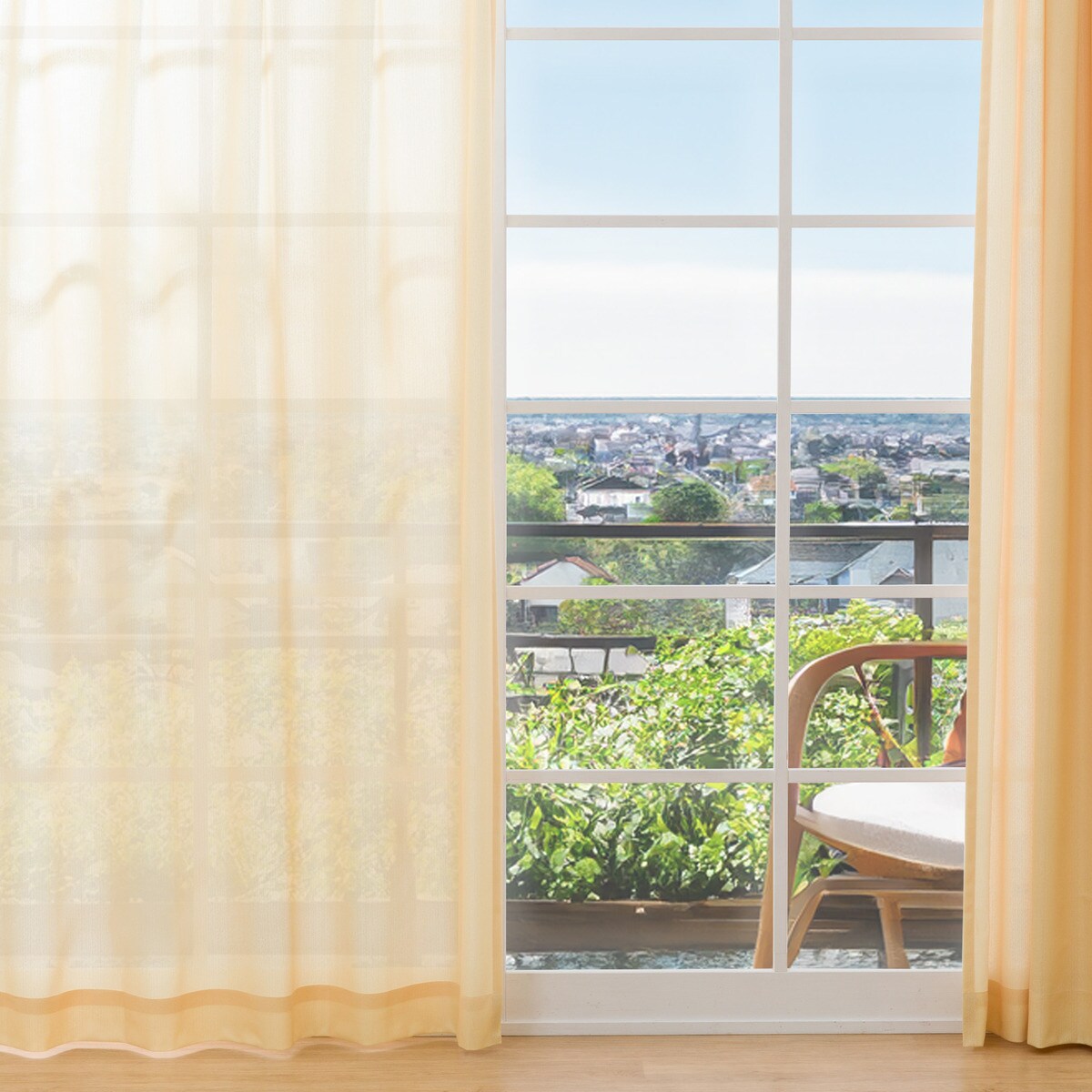 UVカット・保温・遮熱・遮像・156サイズレースカーテン (プリントカラー イエロー)　 【メーカー直送・】