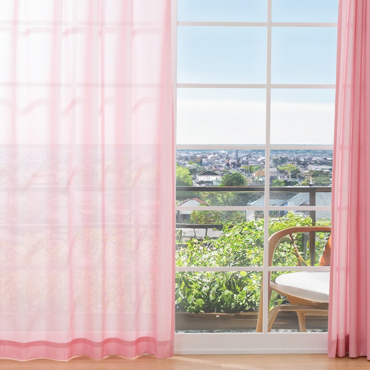 UVカット・保温・遮熱・遮像・156サイズレースカーテン (プリントカラー ピンクレッド)　 【メーカー直送・】