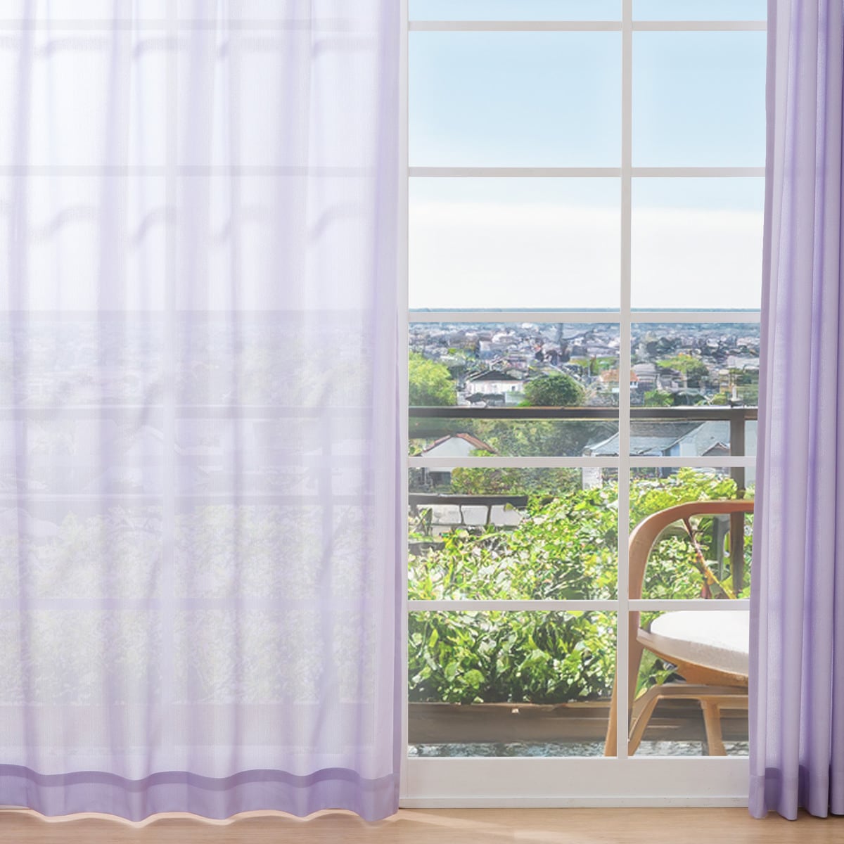 UVカット・保温・遮熱・遮像・156サイズレースカーテン (プリントカラー パープル)　 【メーカー直送・】