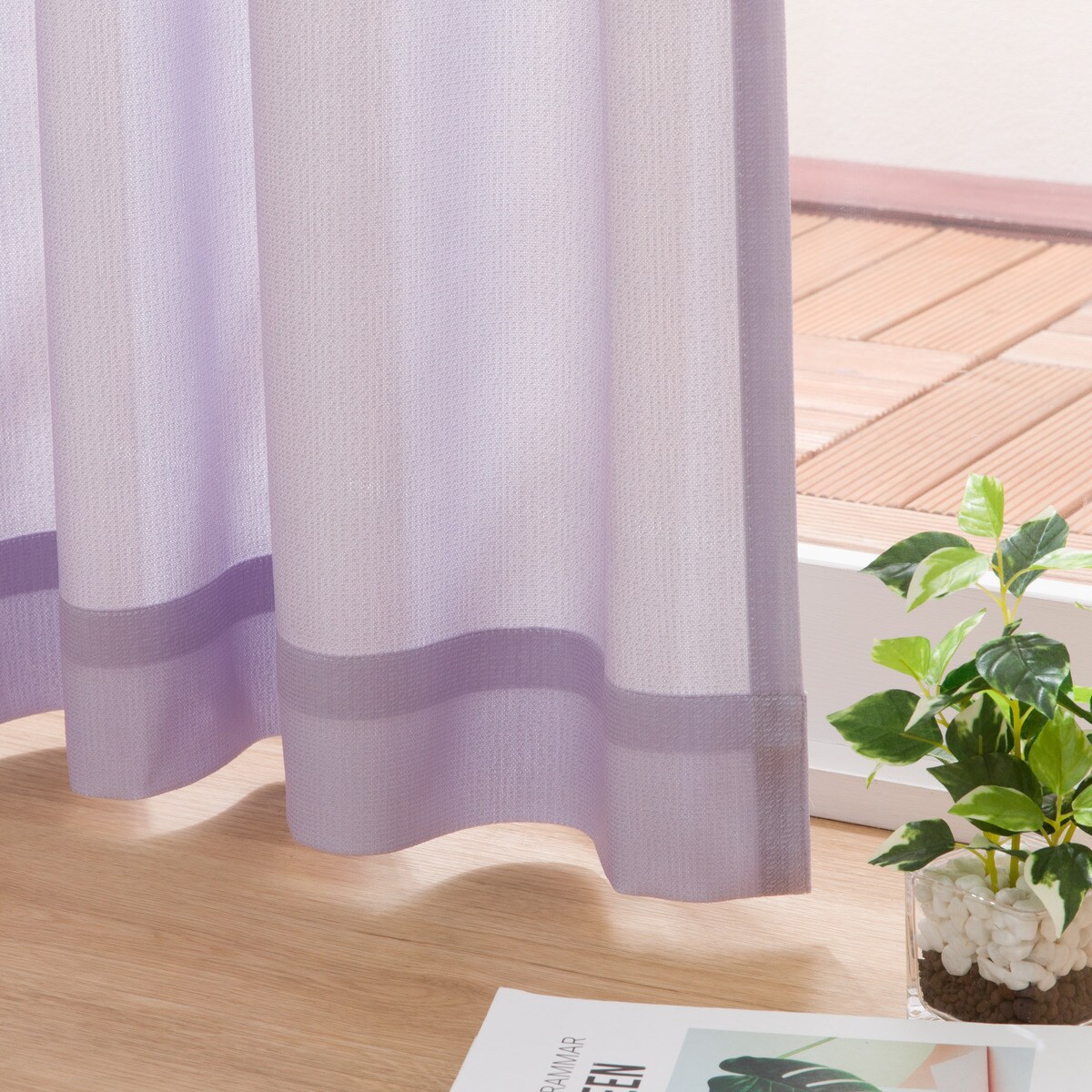 UVカット・保温・遮熱・遮像・156サイズレースカーテン (プリントカラー パープル)　 【メーカー直送・】