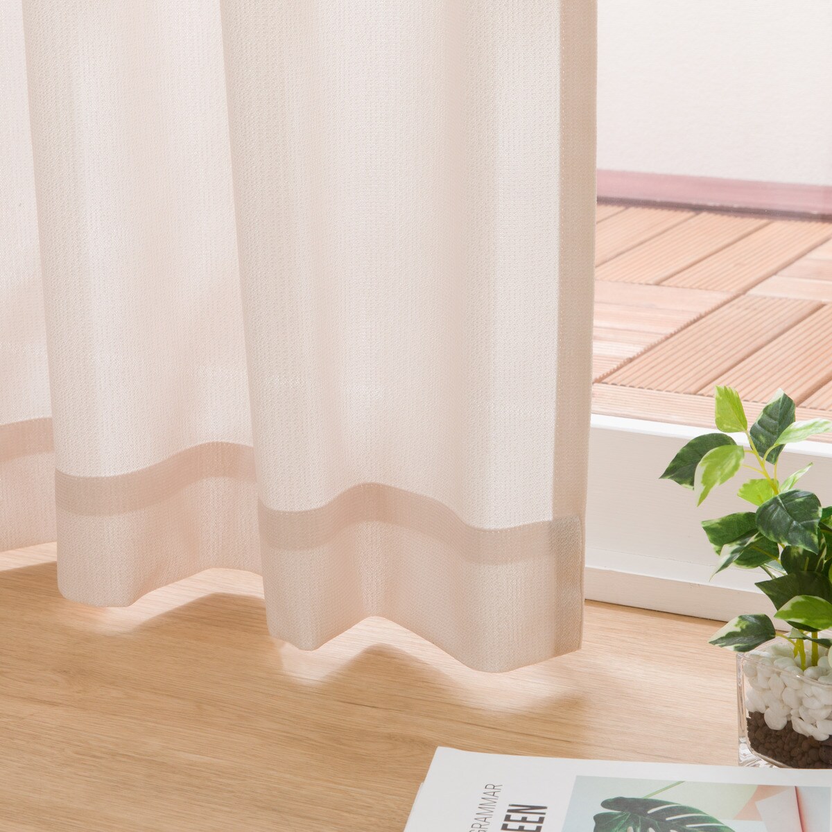 UVカット・保温・遮熱・遮像・156サイズレースカーテン (プリントカラー ベージュ)　 【メーカー直送・】