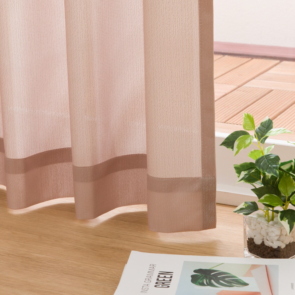 UVカット・保温・遮熱・遮像・156サイズレースカーテン (プリントカラー ブラウン)　 【メーカー直送・】