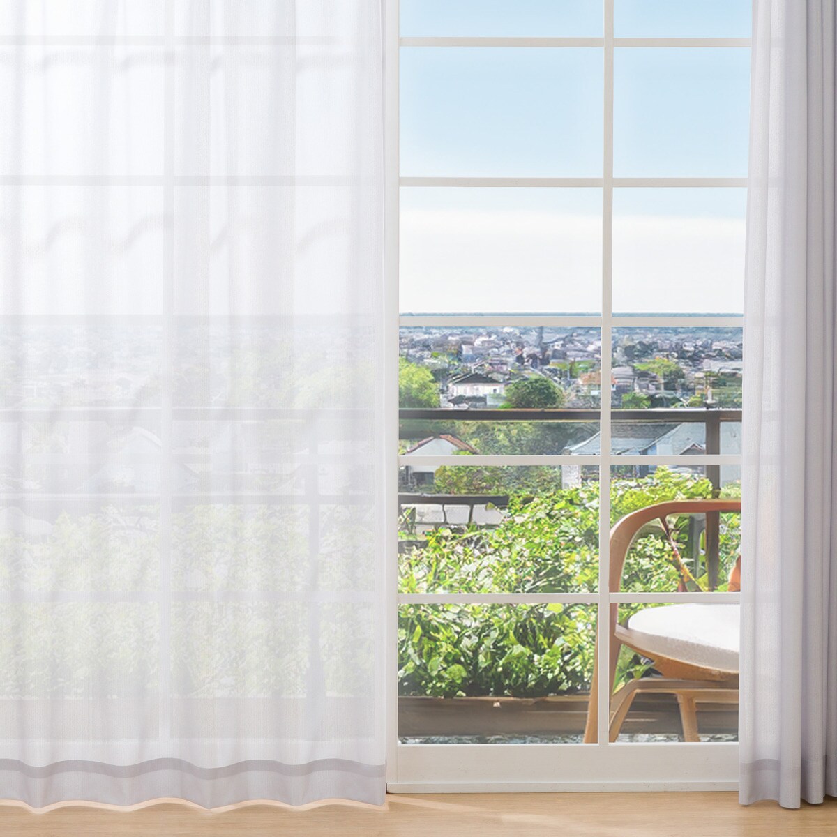 UVカット・保温・遮熱・遮像・156サイズレースカーテン (プリントカラー ライトグレー)　 【メーカー直送・】