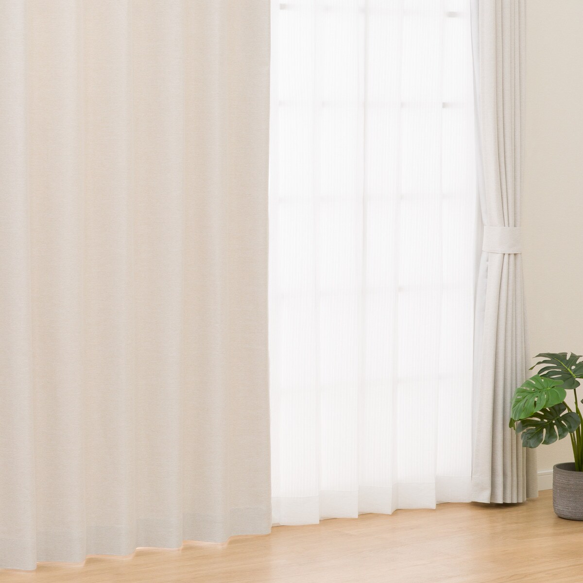省エネ・節電にこだわった 遮光・遮熱・保温156サイズカーテン(BRD4003アイボリー)【メーカー直送・】