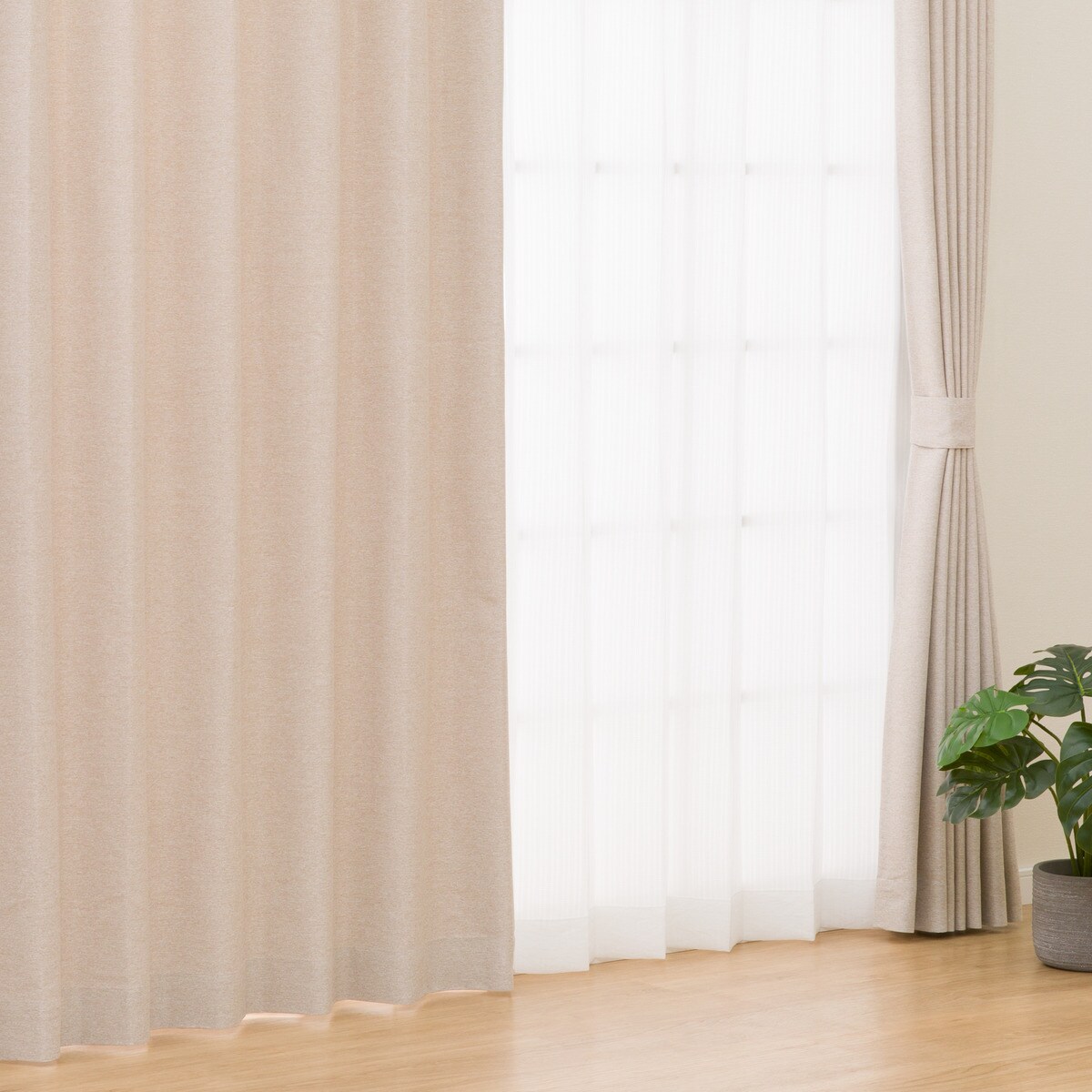 省エネ・節電にこだわった 遮光・遮熱・保温156サイズカーテン(BRD4003 ベージュ)　 【メーカー直送・】