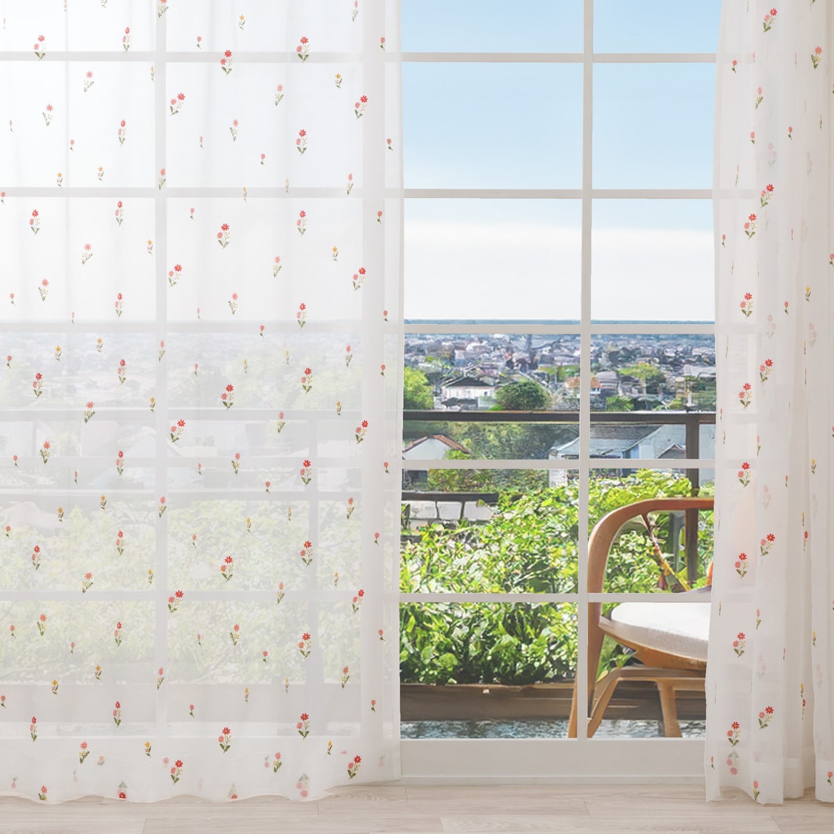 レースカーテン RL174 レッド