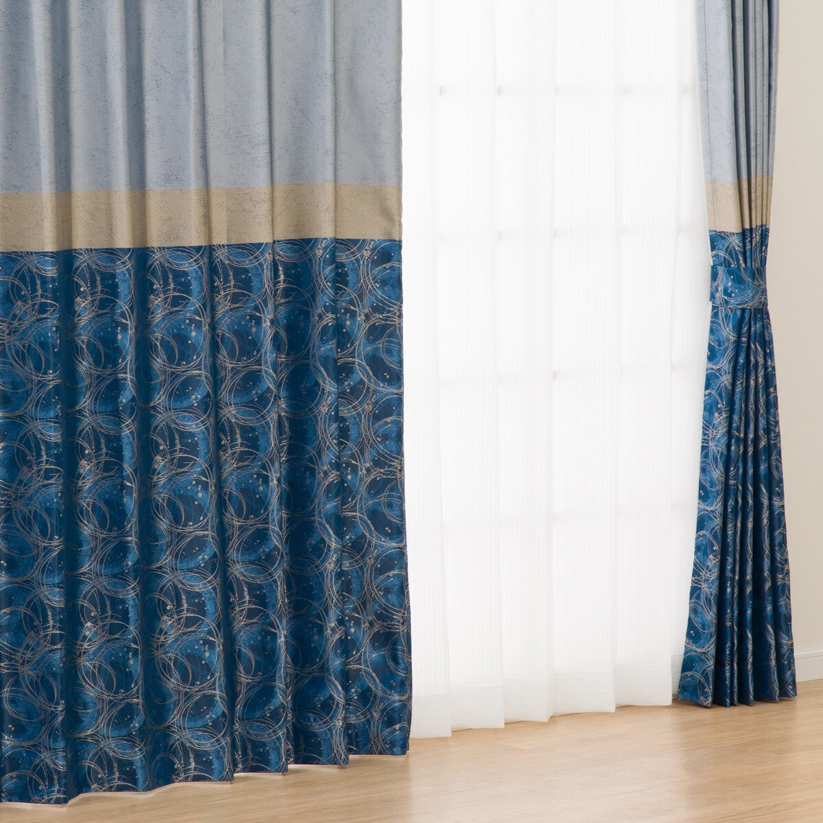 裏地付き遮光1級・遮熱カーテン(PK222 BL)