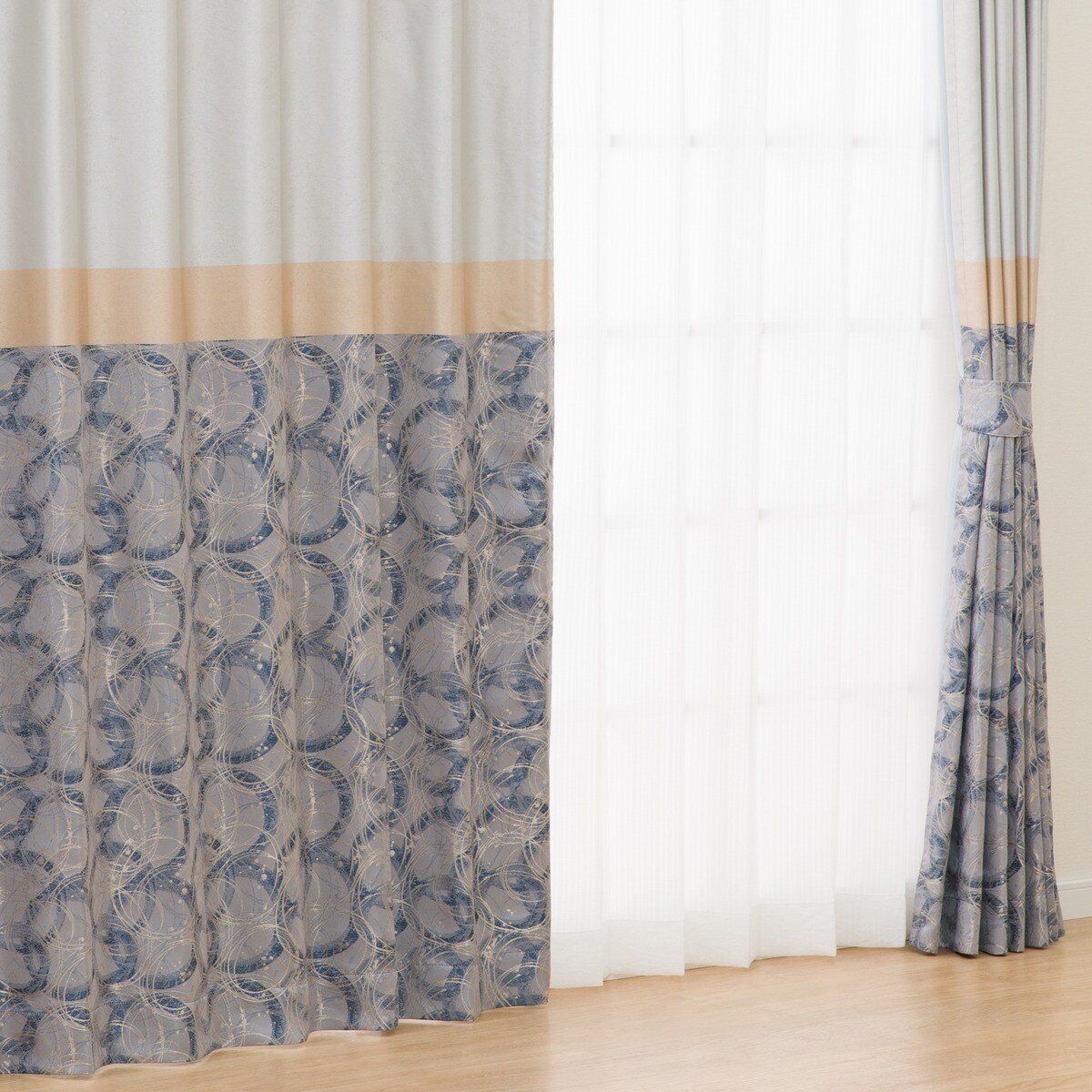 裏地付き遮光2級・遮熱カーテン(PK222 GY)