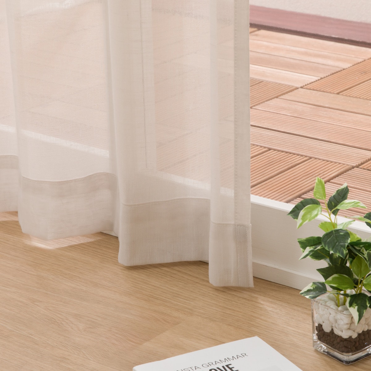 273サイズ天然素材風カラーレースカーテン(RFC0016　GY)【メーカー直送・】