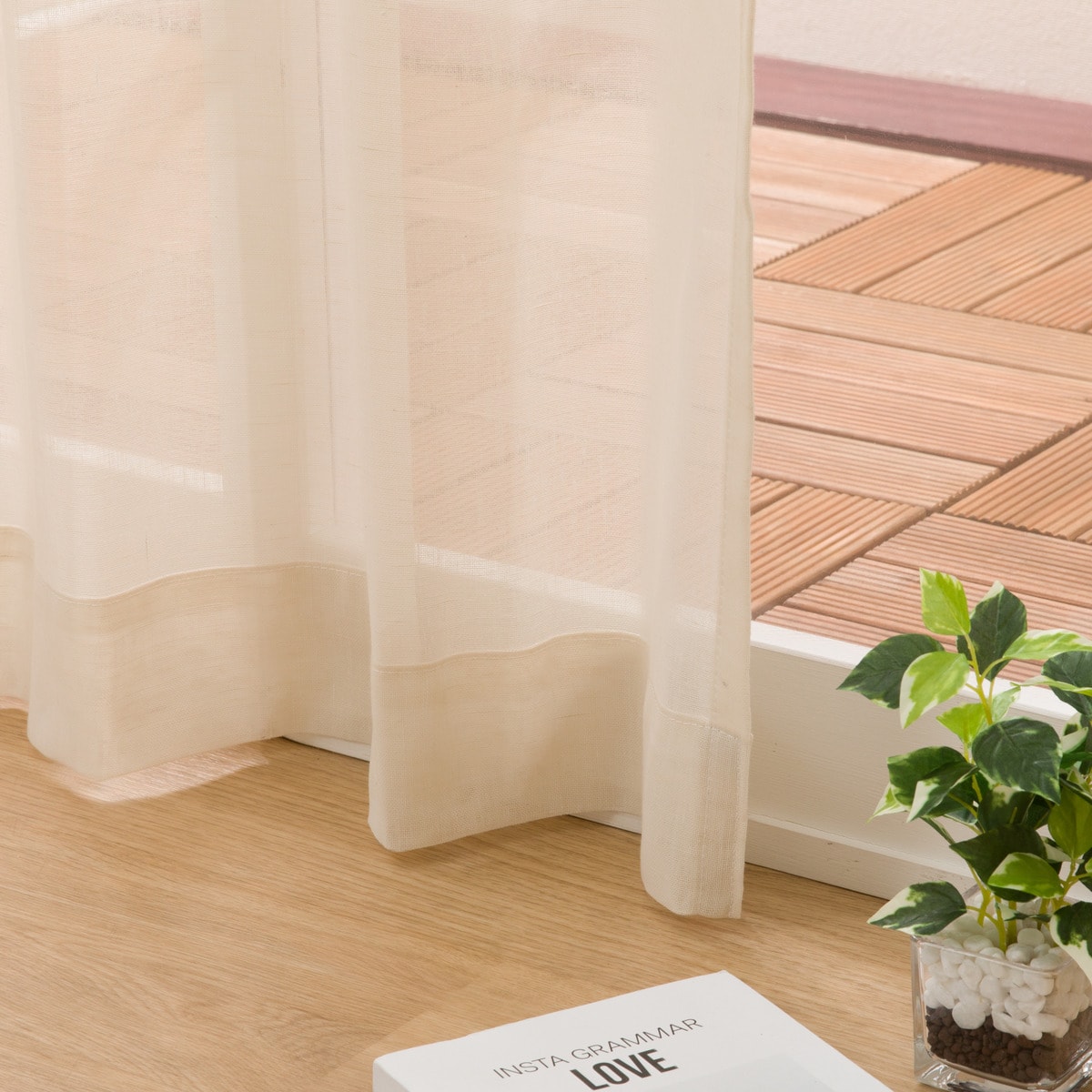 273サイズ天然素材風カラーレースカーテン(RFC0016　BE)【メーカー直送・】