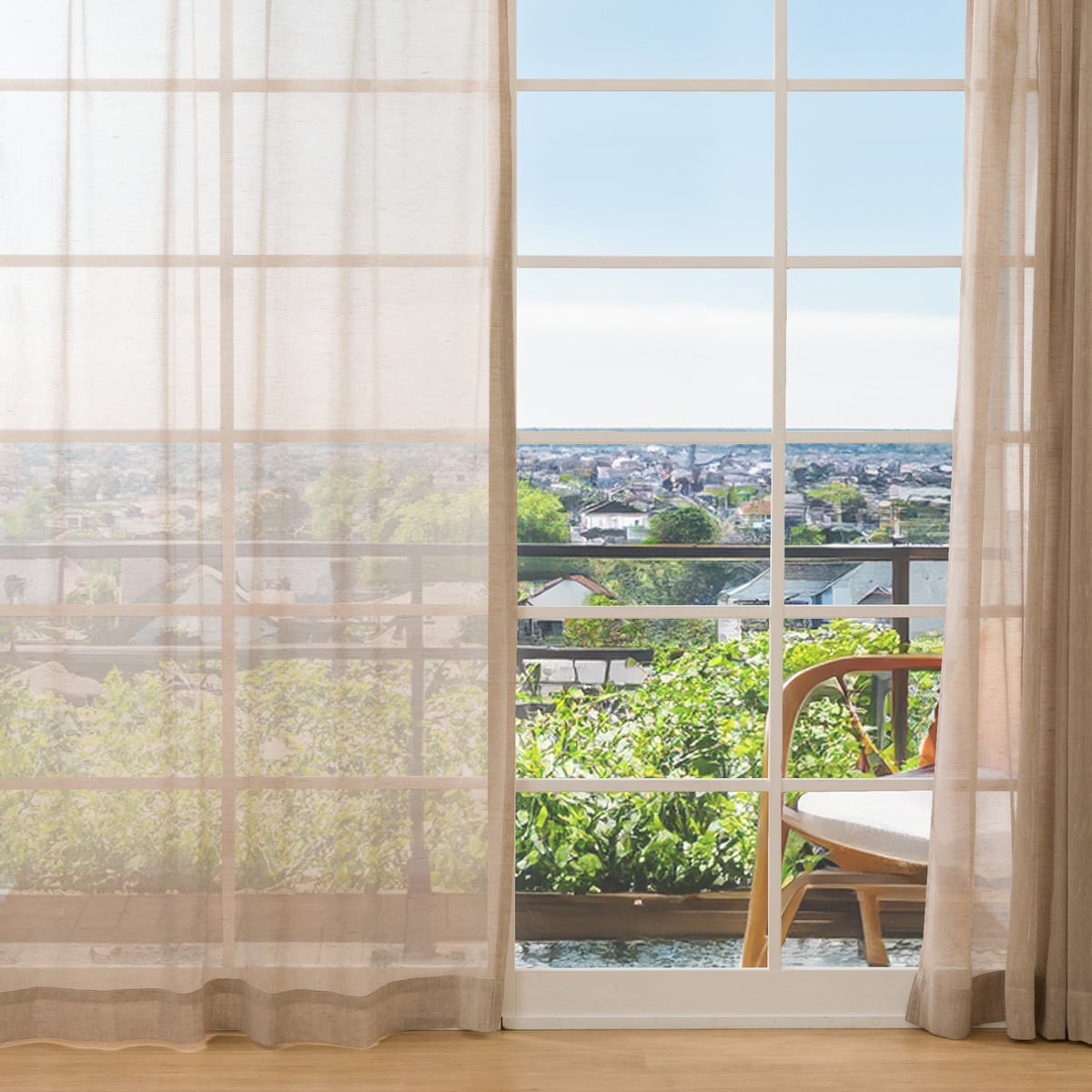 273サイズ天然素材風カラーレースカーテン(RFC0016　BR)【メーカー直送・】