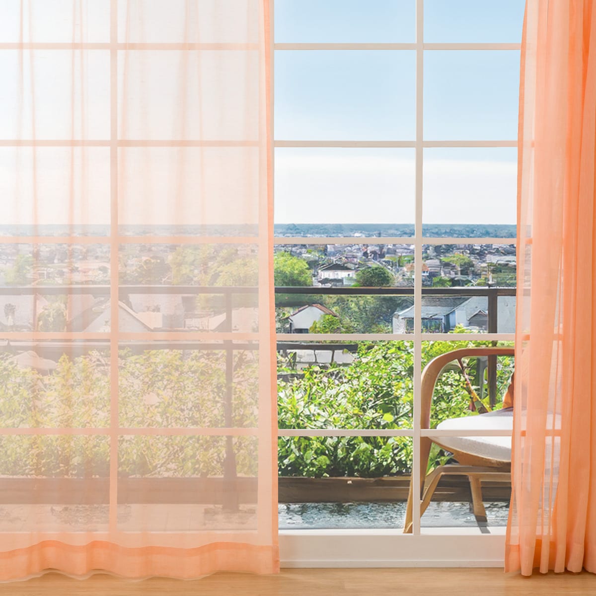 273サイズ天然素材風カラーレースカーテン(RFC0016　OR)【メーカー直送・】