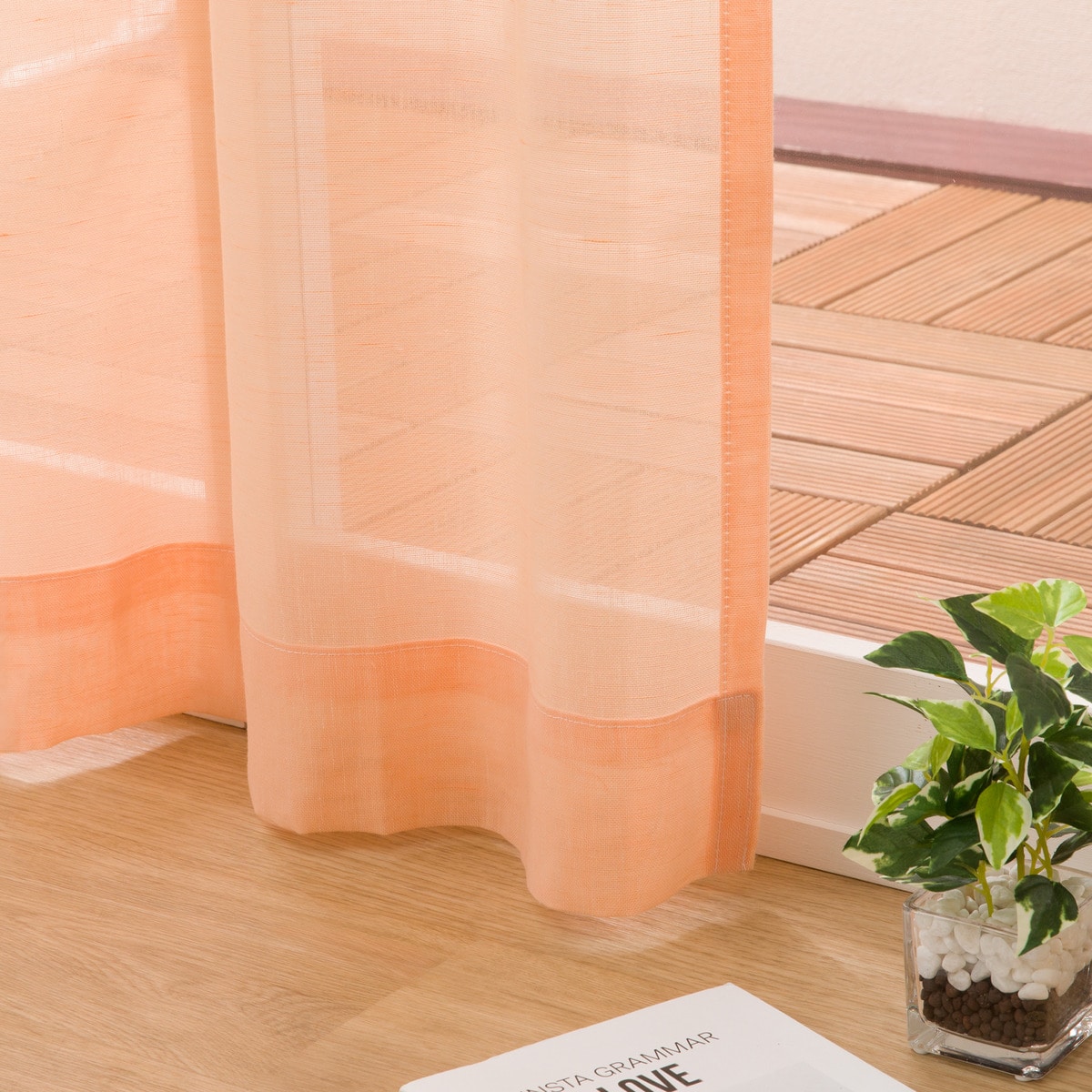 273サイズ天然素材風カラーレースカーテン(RFC0016　OR)【メーカー直送・】