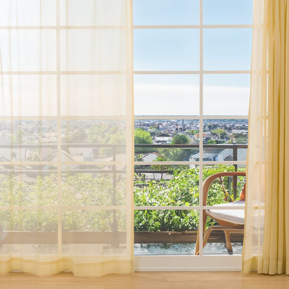 273サイズ天然素材風カラーレースカーテン(RFC0016　YE)【メーカー直送・】