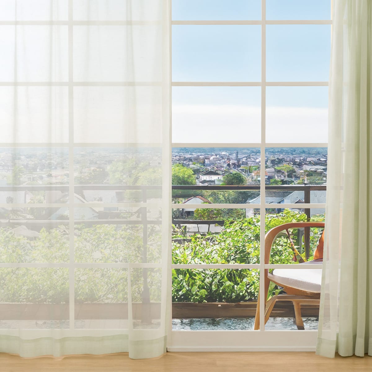 273サイズ天然素材風カラーレースカーテン(RFC0016　GN)【メーカー直送・】