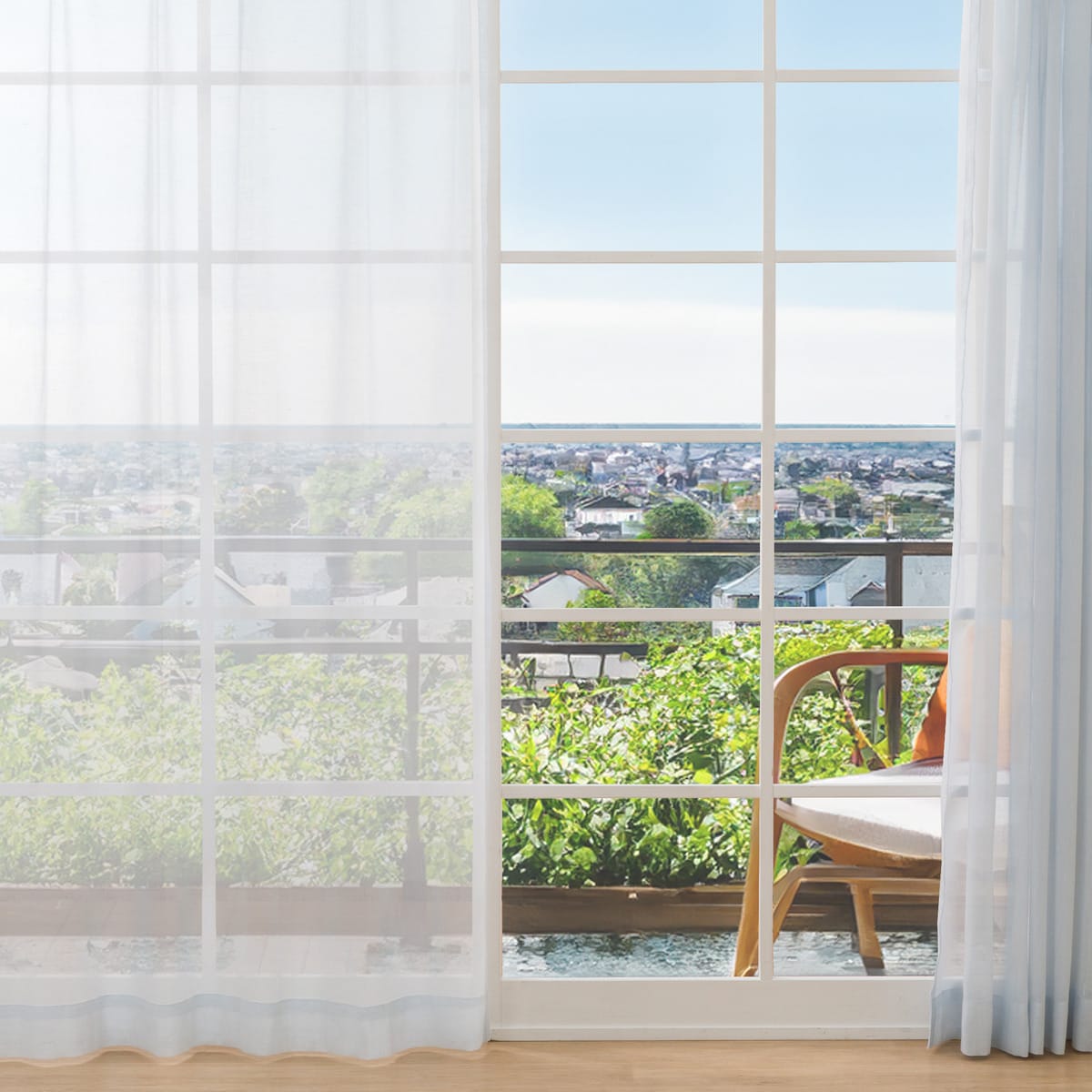 273サイズ天然素材風カラーレースカーテン(RFC0016　BL)【メーカー直送・】