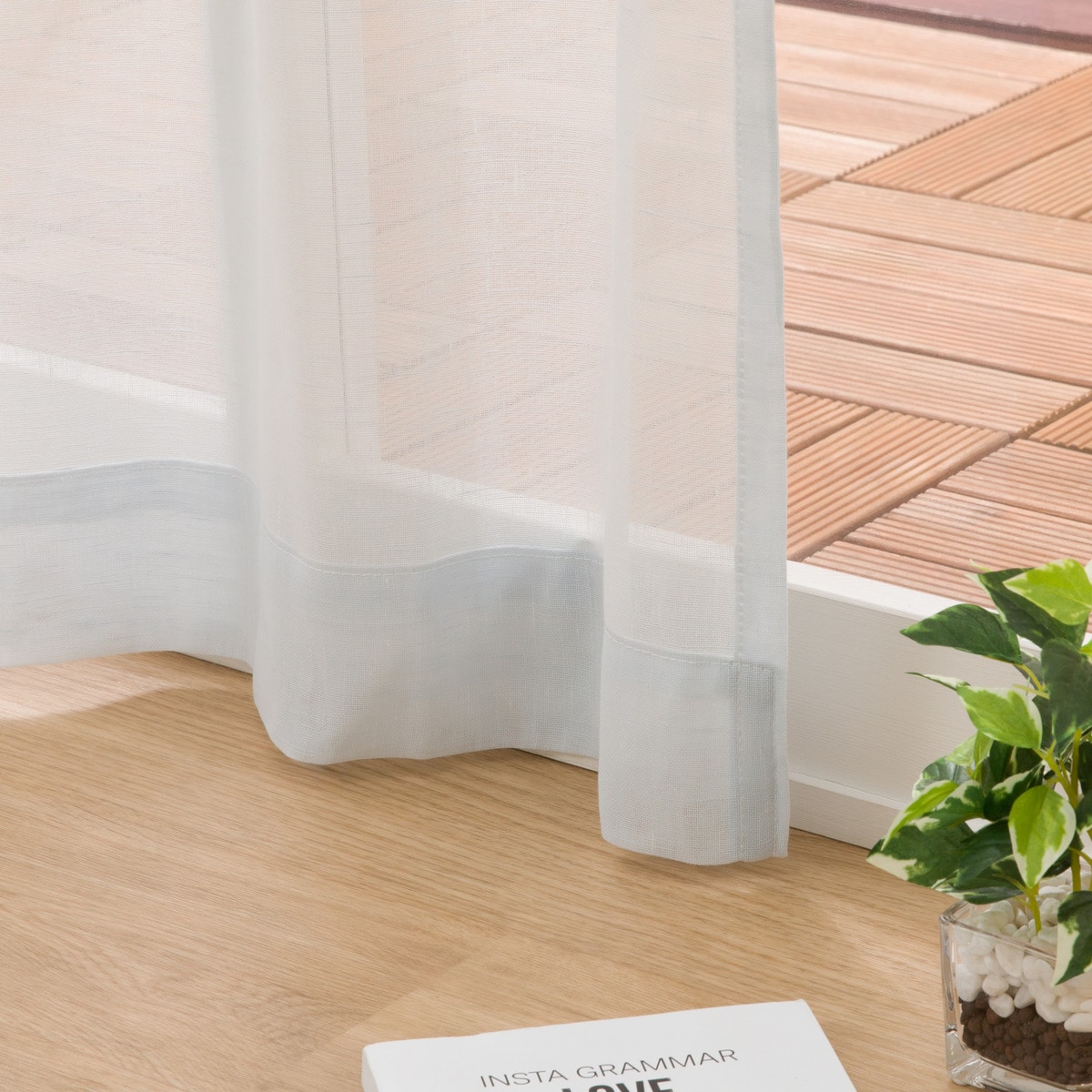 273サイズ天然素材風カラーレースカーテン(RFC0016　BL)【メーカー直送・】