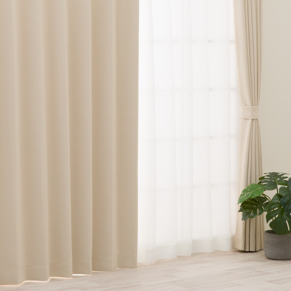 【防炎セット】4枚セットカーテン　遮光2級・遮熱・保温・昼遮像・UVカット (BE-04)【メーカー直送・】