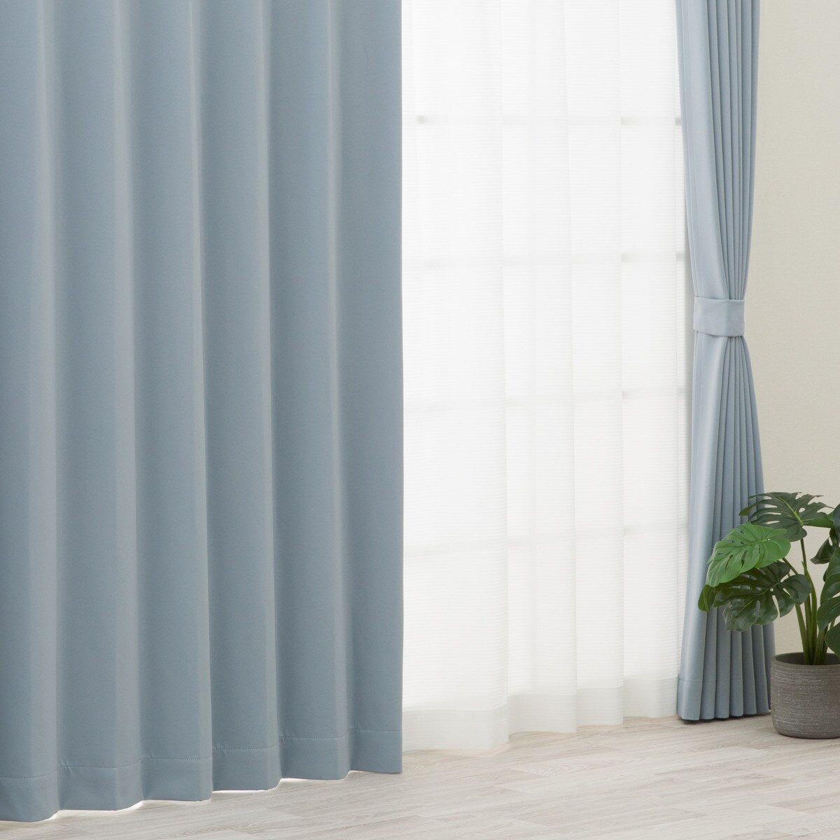 【防炎セット】4枚セットカーテン　遮光1級・遮熱・保温・昼遮像・UVカット (SBL-47)【メーカー直送・】