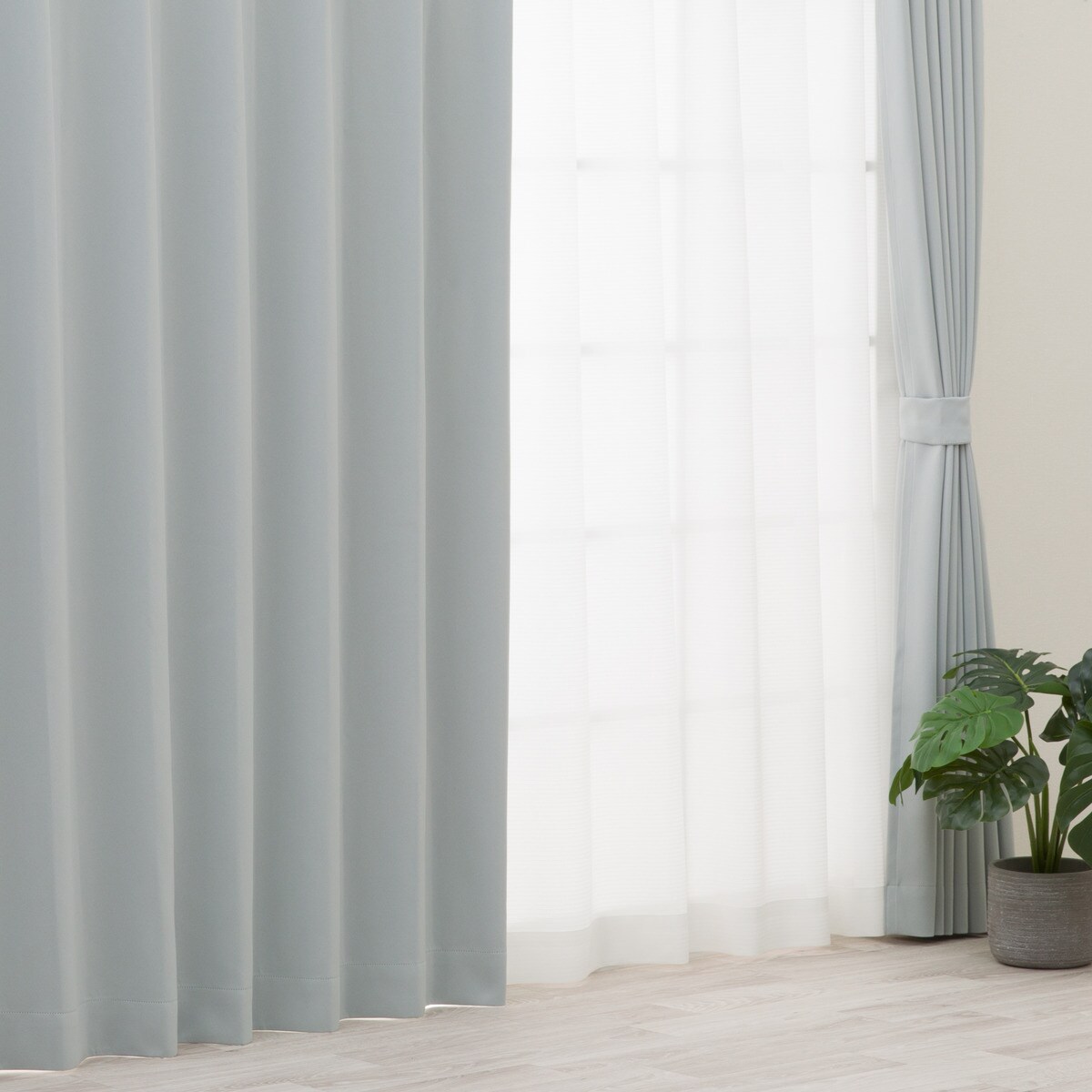 【防炎セット】4枚セットカーテン　遮光1級・遮熱・保温・昼遮像・UVカット (SGY-57)【メーカー直送・】