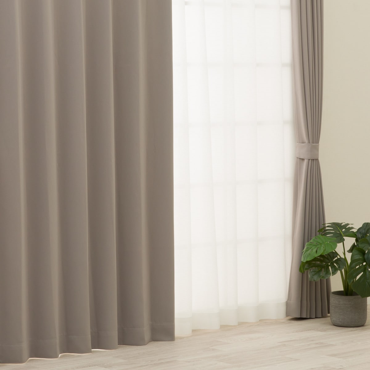 【防炎セット】4枚セットカーテン　遮光1級・遮熱・保温・昼遮像・UVカット (GY-52)【メーカー直送・】