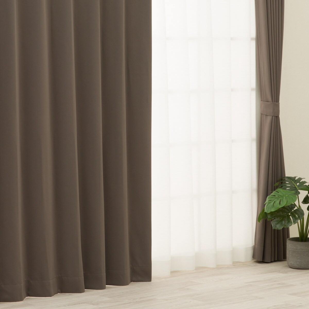 【防炎セット】4枚セットカーテン　遮光1級・遮熱・保温・昼遮像・UVカット (BR-11)【メーカー直送・】