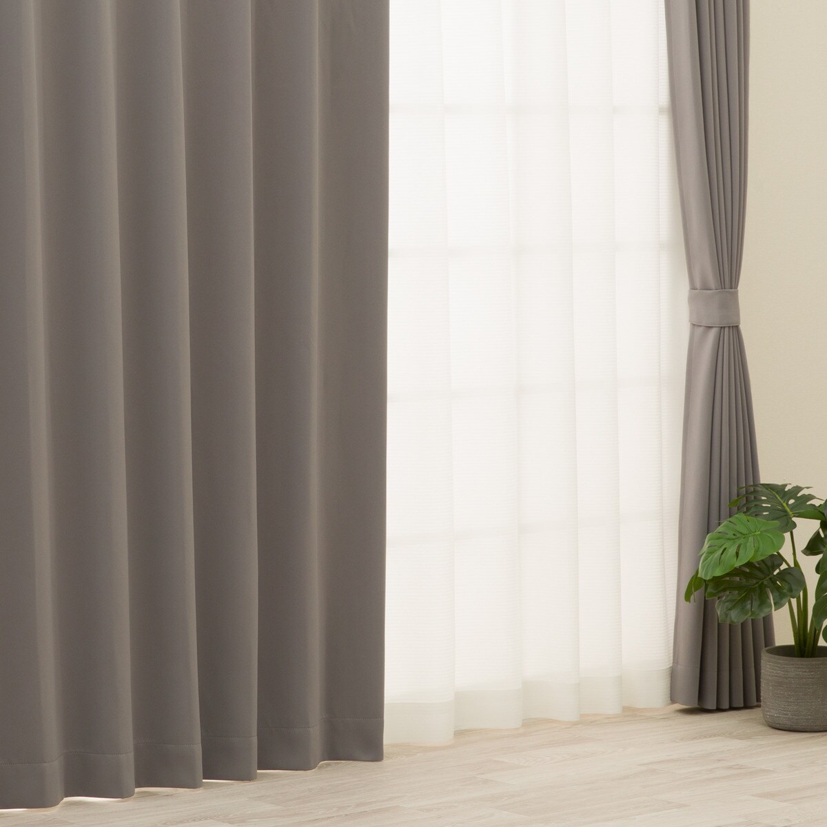 【防炎セット】4枚セットカーテン　遮光1級・遮熱・保温・昼遮像・UVカット (RGY-51)【メーカー直送・】