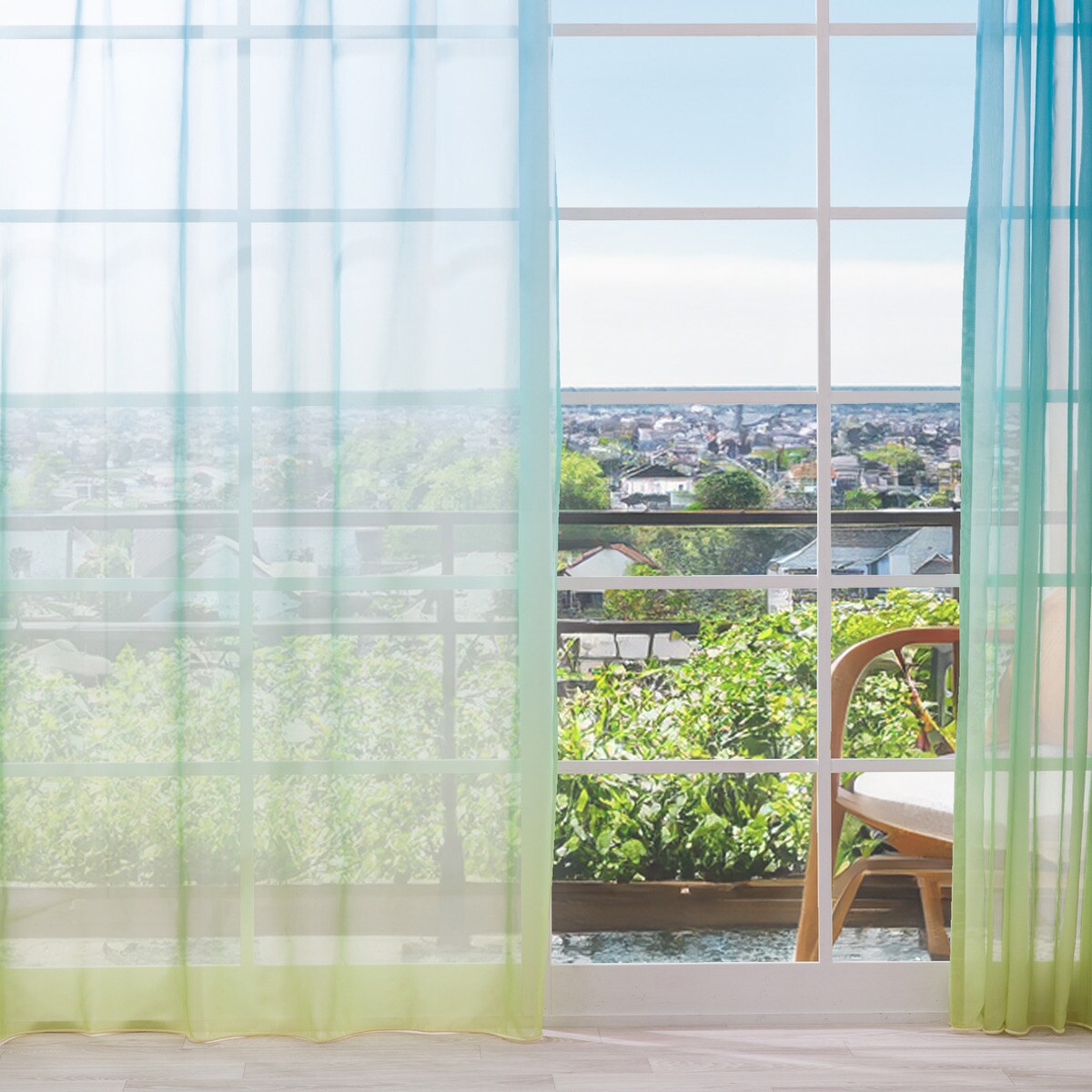 【SNS映え】色鮮やかなグラデーションレースカーテン　182サイズ(NTW10612 そうくう)【メーカー直送・】