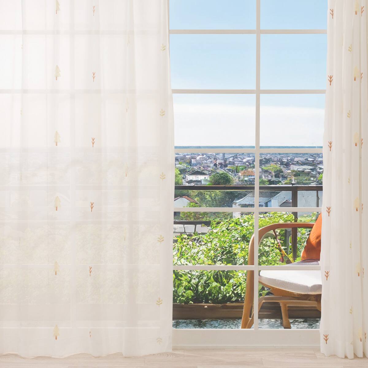 心安らぐ・北欧風のもこもこ刺繍レースカーテン 273サイズ Forest (NTW4234)【メーカー直送・】