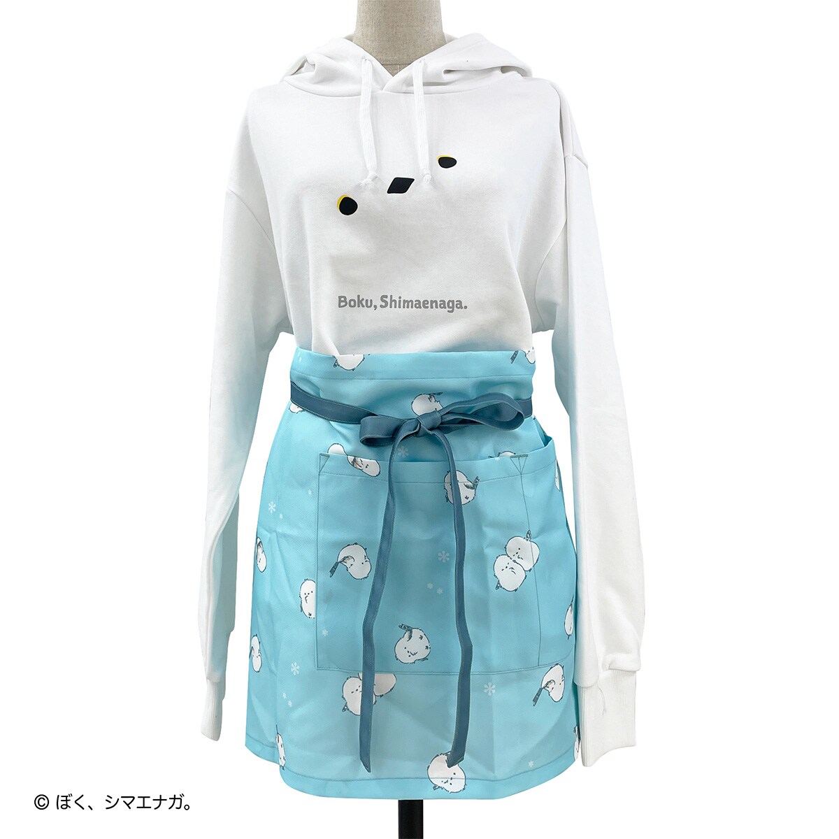 ぼく、シマエナガ。カフェエプロン(ブルー)