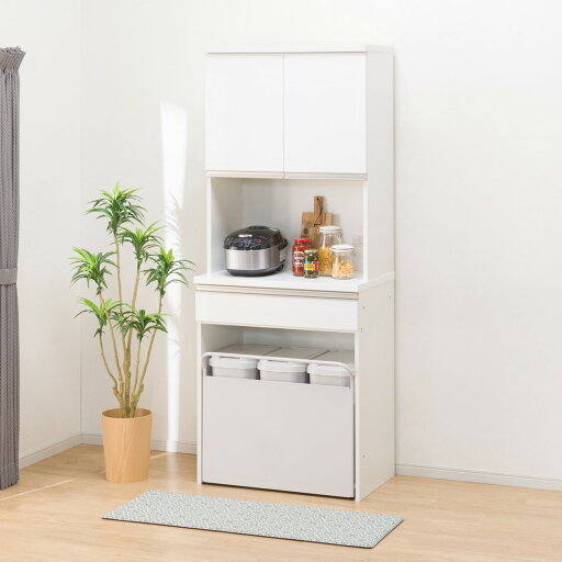 ニトリのキッチンボード (ダストボックス付き リガーレ80KB WH)  【配送員設置商品】 【【キッチンボード】5年【ダストボックス】1年保証】(リビング収納)