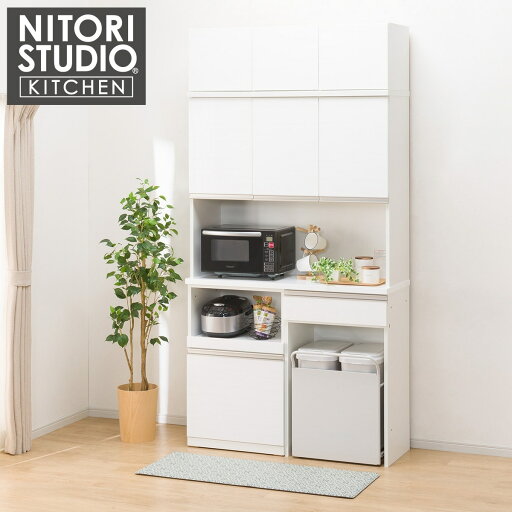 ニトリのキッチンボード (上置き・ダストボックス付き リガーレ120KB WH)  【配送員設置】 【【キッチンボード・上置き】5年【ダストボックス】1年保証】 【期間限定価格:5/12まで】(リビング収納)