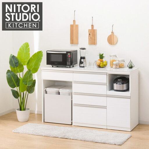 ニトリのキッチンカウンター (ダストボックス付き セラミック天板リガーレ160CT WH)  【配送員設置】 【【キッチンカウンター】5年【ダストボックス】1年保証】 【期間限定価格:5/12まで】(リビング収納)