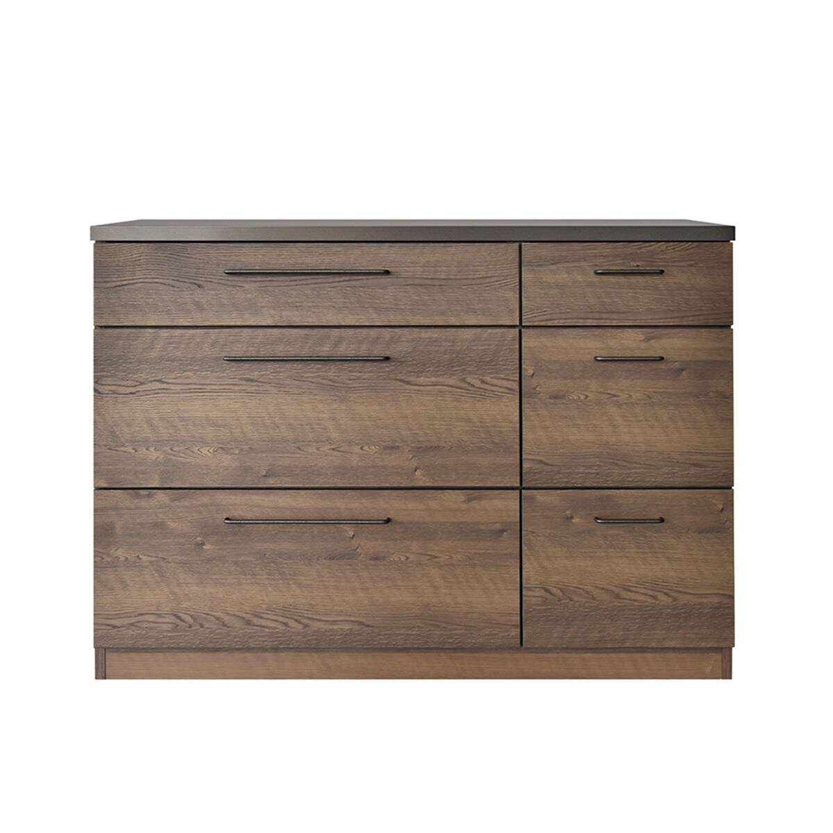 特殊鋼板天板 ヴィンテージ風カウンター (引き出し 幅120cm)　 【配送員設置商品】