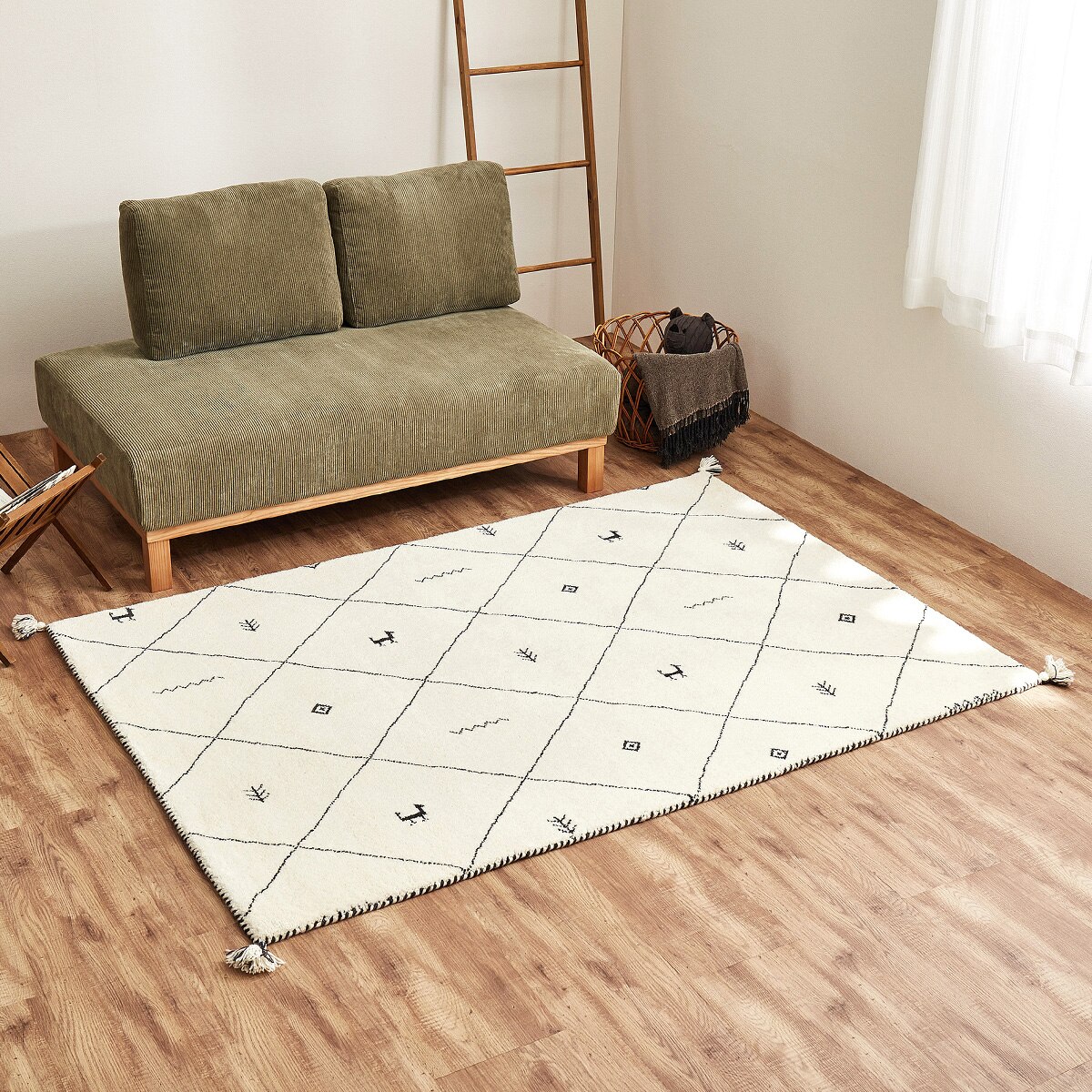 ニトリのウール100％ 横柄ギャッベ D22 ラグ 140×200cm　 【メーカー直送・】(ラグ・マット)