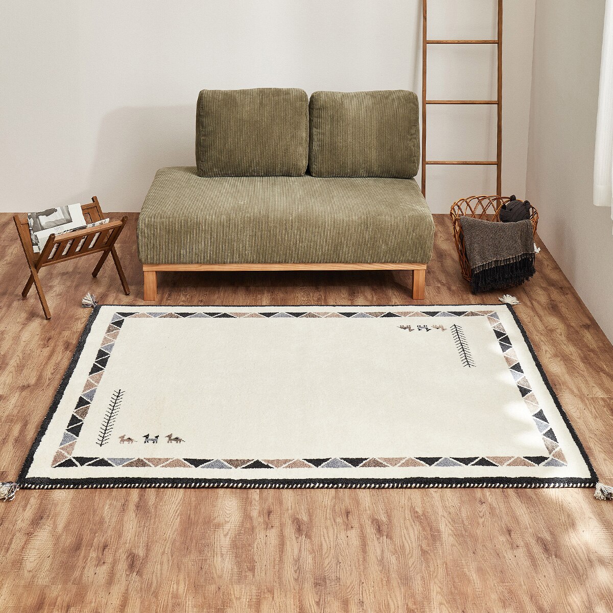 ウール100％ 横柄ギャッベ D23 ラグ 140×200cm　 【メーカー直送・】