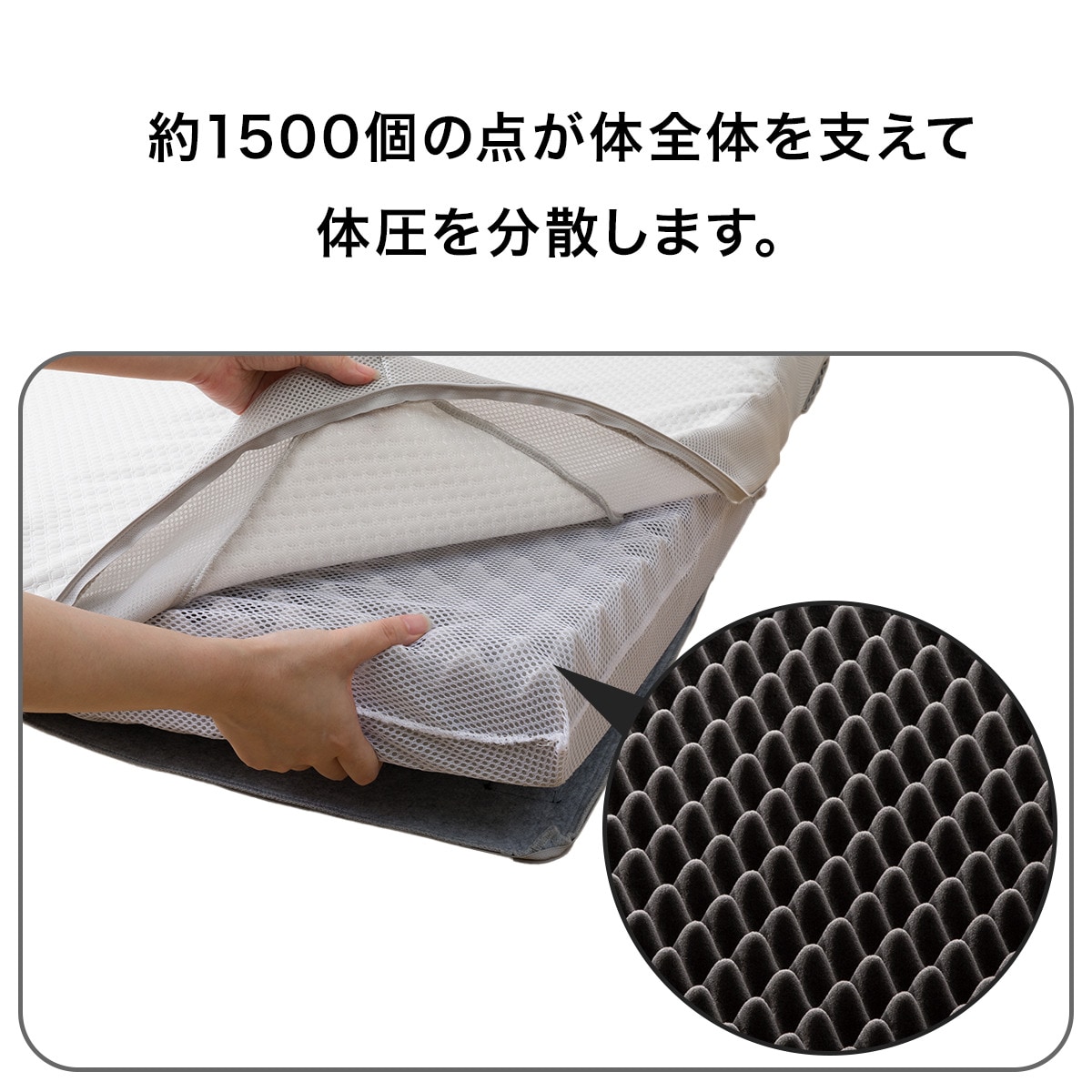 点で支える除湿シート付き 体圧分散敷布団 (F2407)