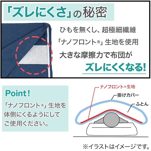 毛布にもなる掛ふとんカバー(NGRIP CW2510WHBK)