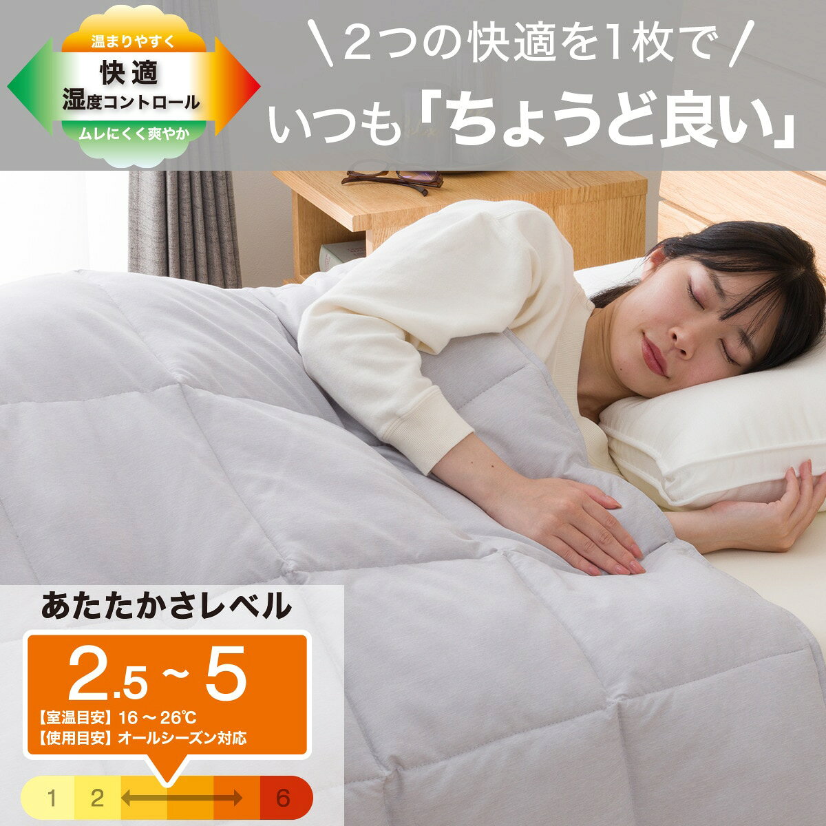 ちょうど良い湿度調整掛ふとん(K2518)