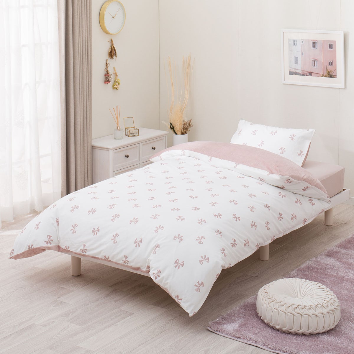 掛ふとんカバー シングル(Pリボン ST2507) デコホーム