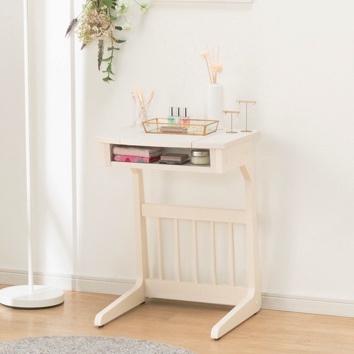 [幅45cm] サイドテーブルドレッサー(DR-005 WW）   【5年保証】