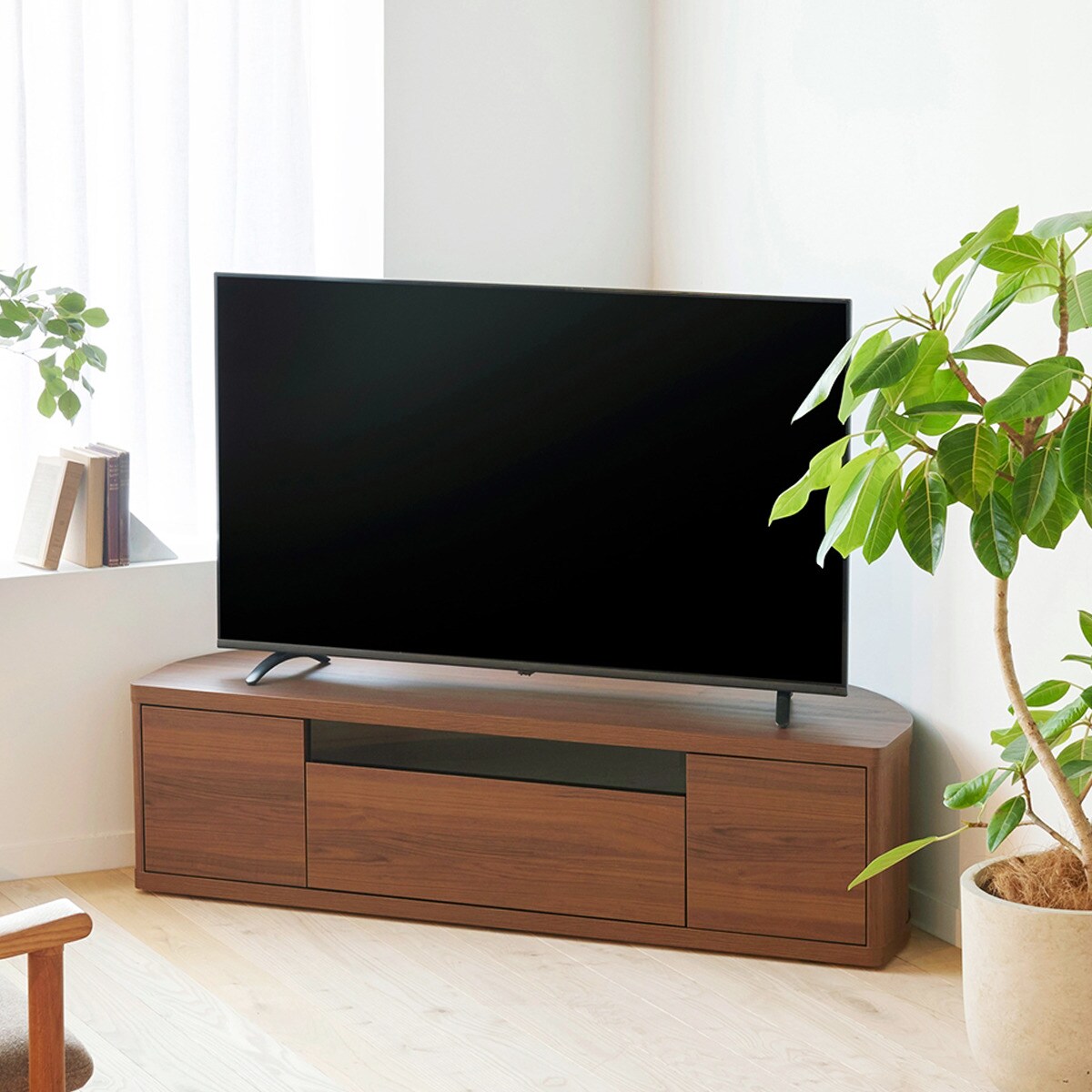 ニトリのコーナーにも対応するテレビボード （幅130cm ROC BR） 　メーカー直送・(テレビ台)