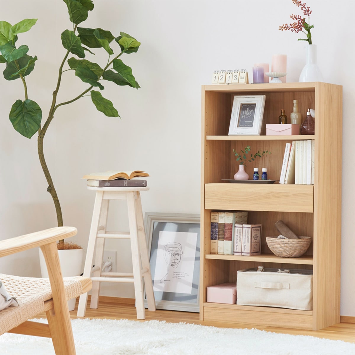 引出し付きオープンラック 幅56cm（SO1）　　メーカー直送・