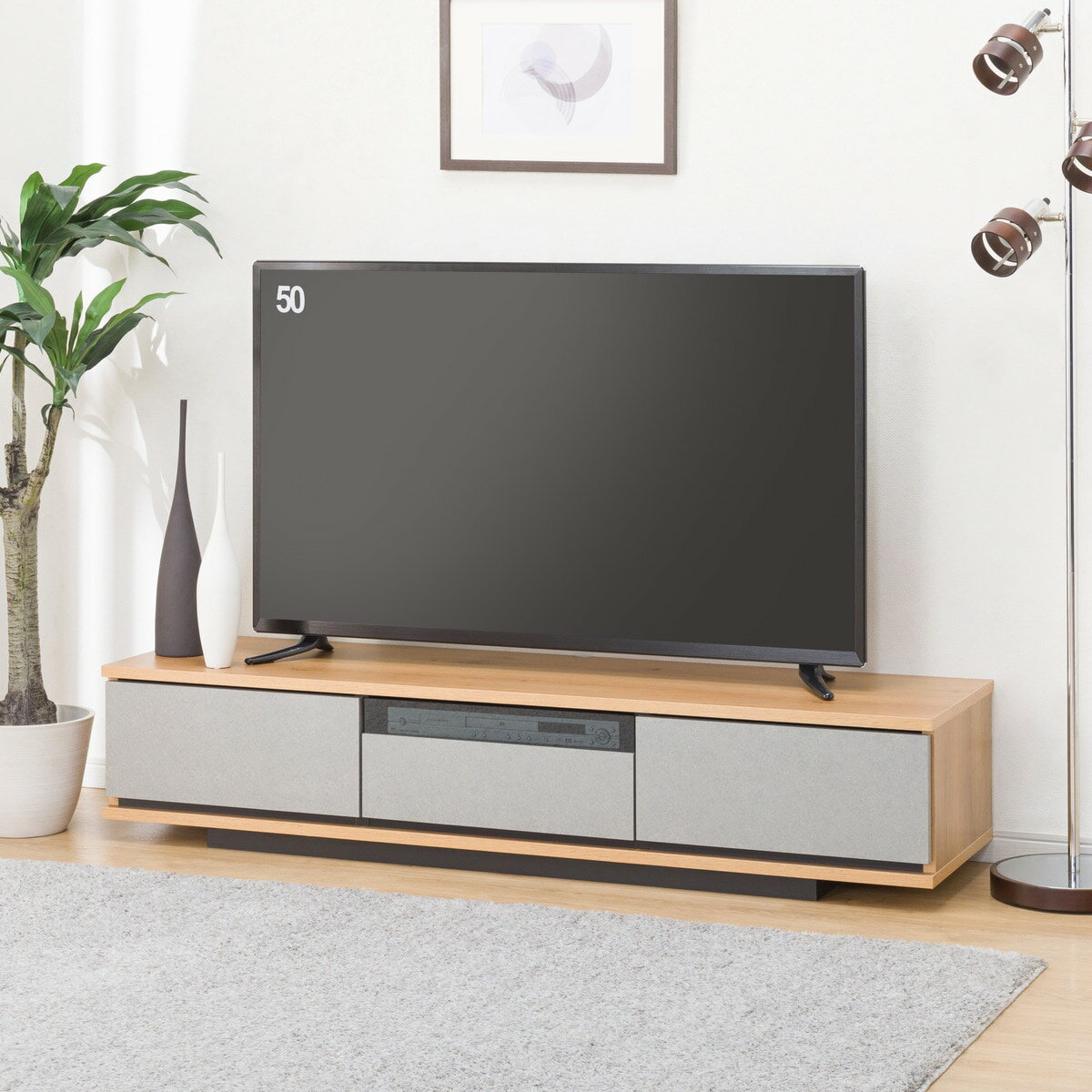 ニトリの石目柄がアクセントのテレビ台（ローボード幅149.5cm LBR）  【配送員設置】 【5年保証】(テレビ台)